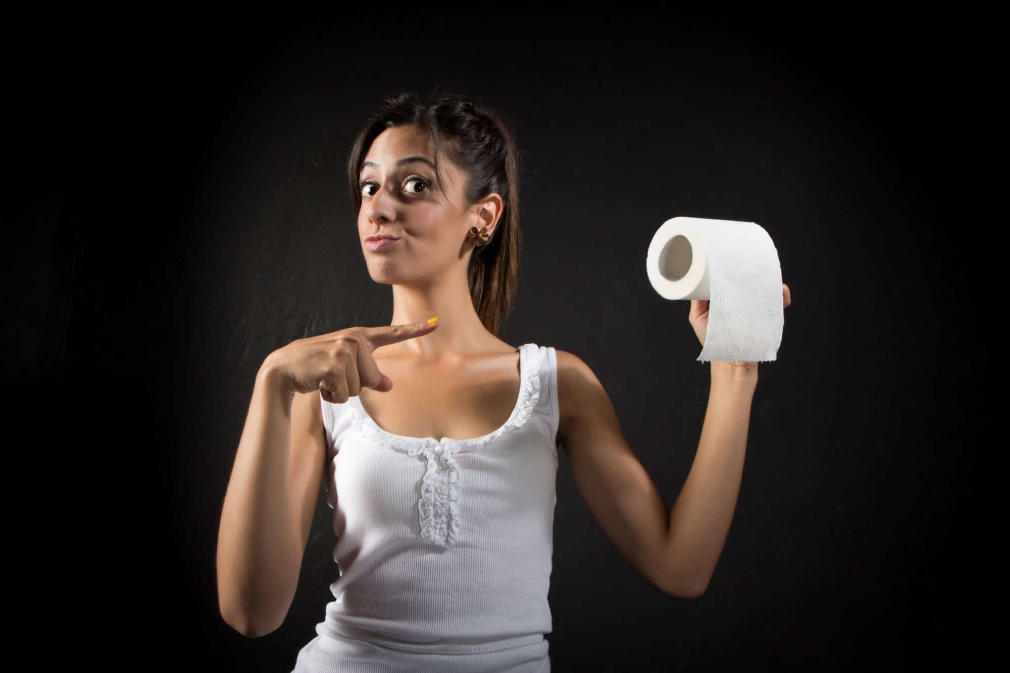 woman with toilet paper