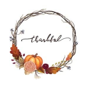 A twine circles the word thankful